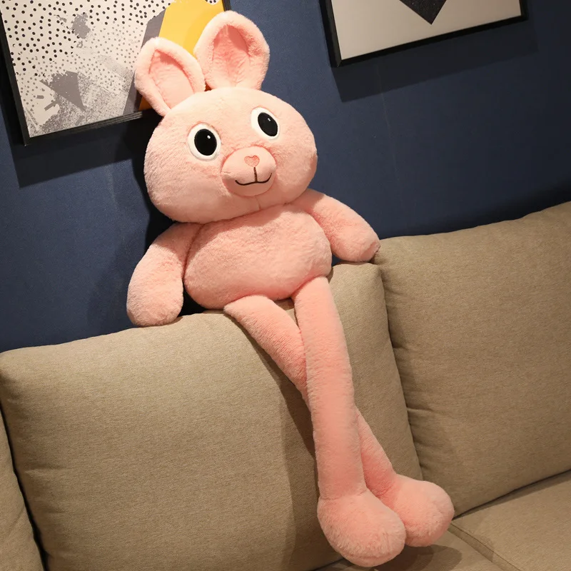 100cm Cute Stuffed Rabbit Plush Toy Soft Toys Ears Move Bunny Kids Pillow Doll Birthday Gifts For Girl Baby Accompany Sleep Toy