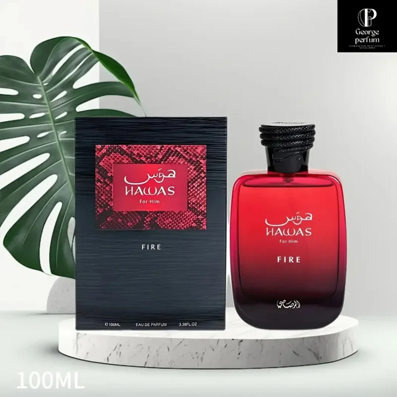 Hawas Fire Eau De Parfum Men Spray 3.4 Fl Oz عطر عربي جريئة للرجال مع جوهر ناري استمتع بفاخر وطويل