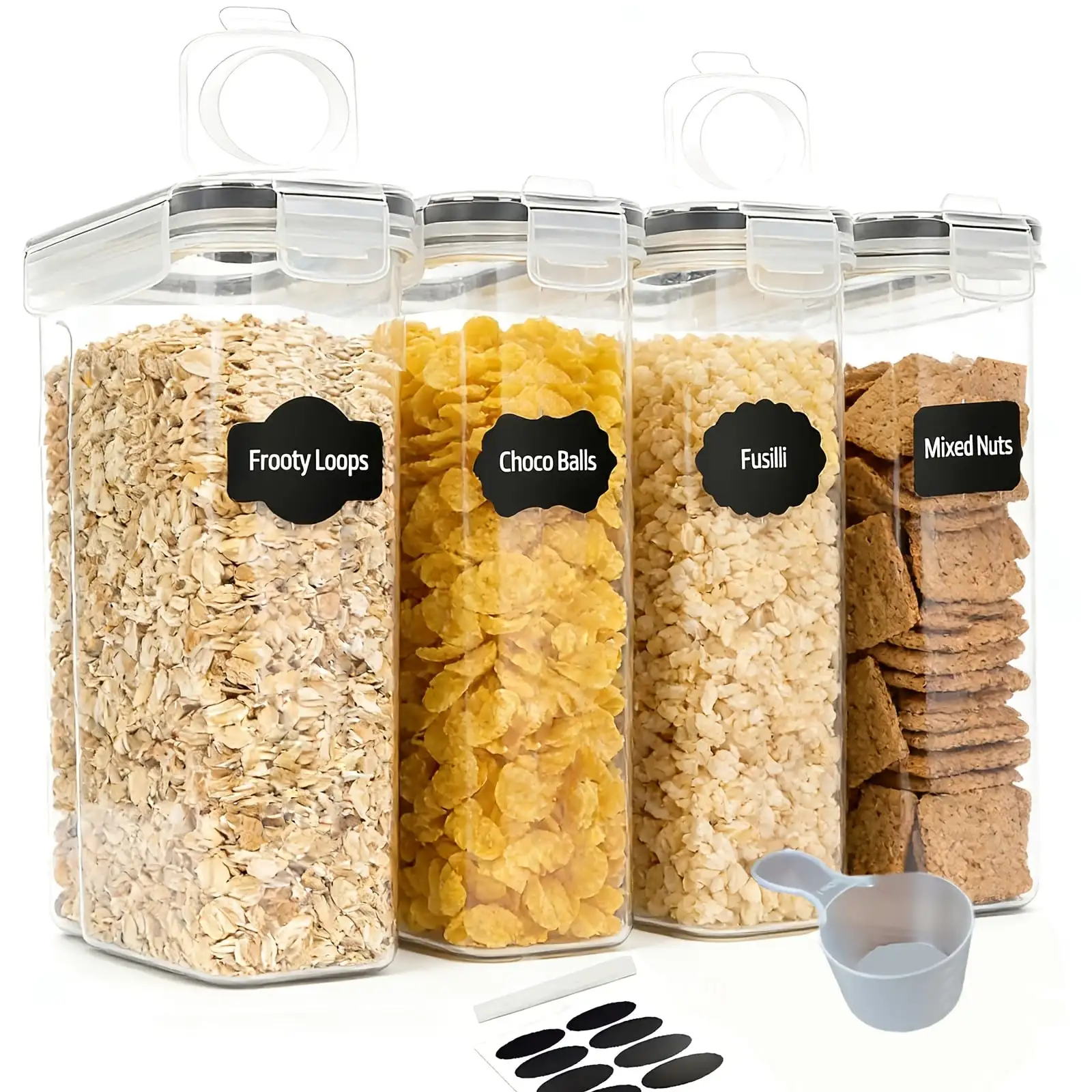 4 Pack (4L / 135OZ) EXTRA Large Airtight Food Storage Cereal Containers For Bulk Food Storage Plastic Container, Pantry Organization And Canister For Grain, Nuts And Rice, Kitchen Organizers And Storage, Kitchen Accessories,Christmas Gift