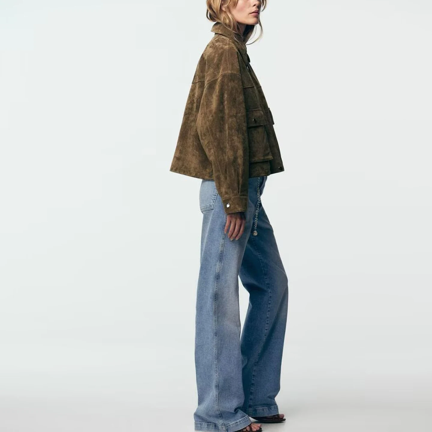 Damska kurtka pilotka ze skóry naturalnej Z, nowa kolekcja 2025, modna odzież wierzchnia, krój regularny, model 8073253.