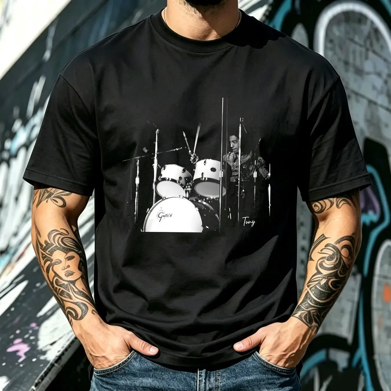 washed T Shirt Tony Williams Jazz Drummer long or short sleeves vintage Washed graphic Breathable fashion Unisex Versatile