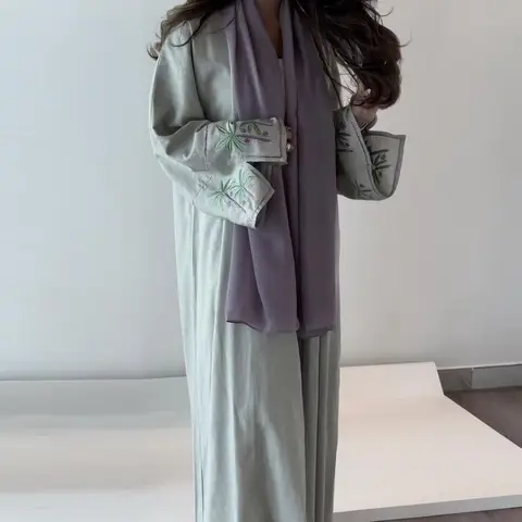 중동 오픈 프론트 Abaya 긴 소매 여성 의류 이슬람 카디건 Abayas 자수 Kaftans 여성 Jilbabs 맥시 드레스