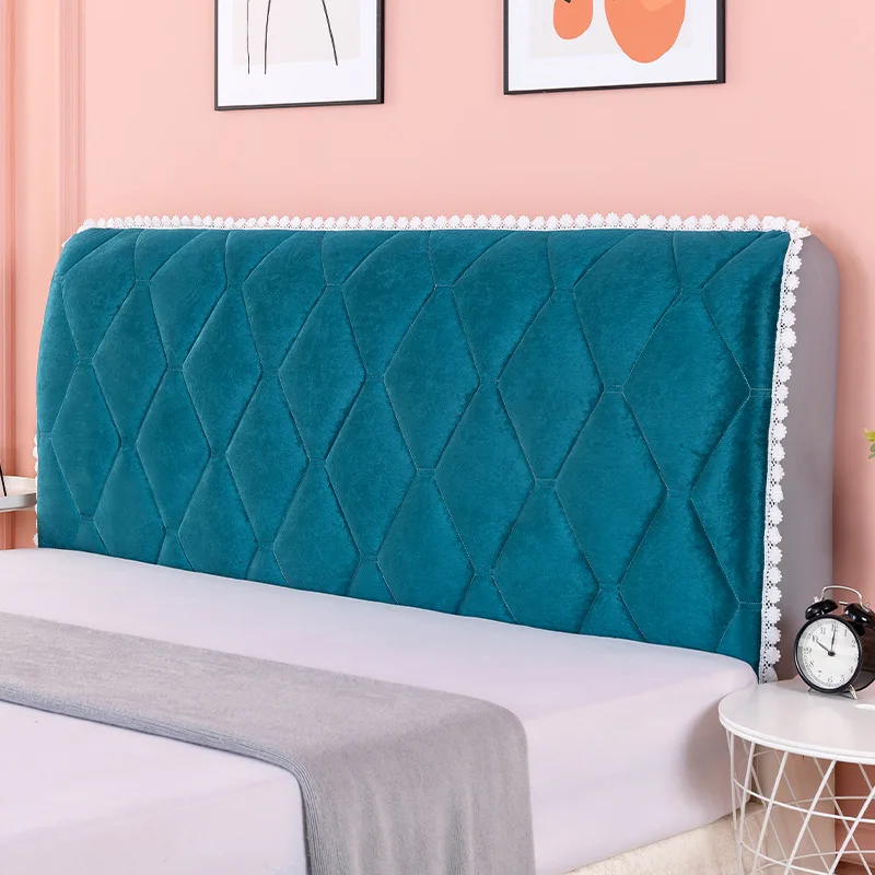 

Super Soft All-inclusive Quilted Head Cover Thicken Crystal Velvet Headboard Cover Solid Color Bed Back Dust Protector Cover