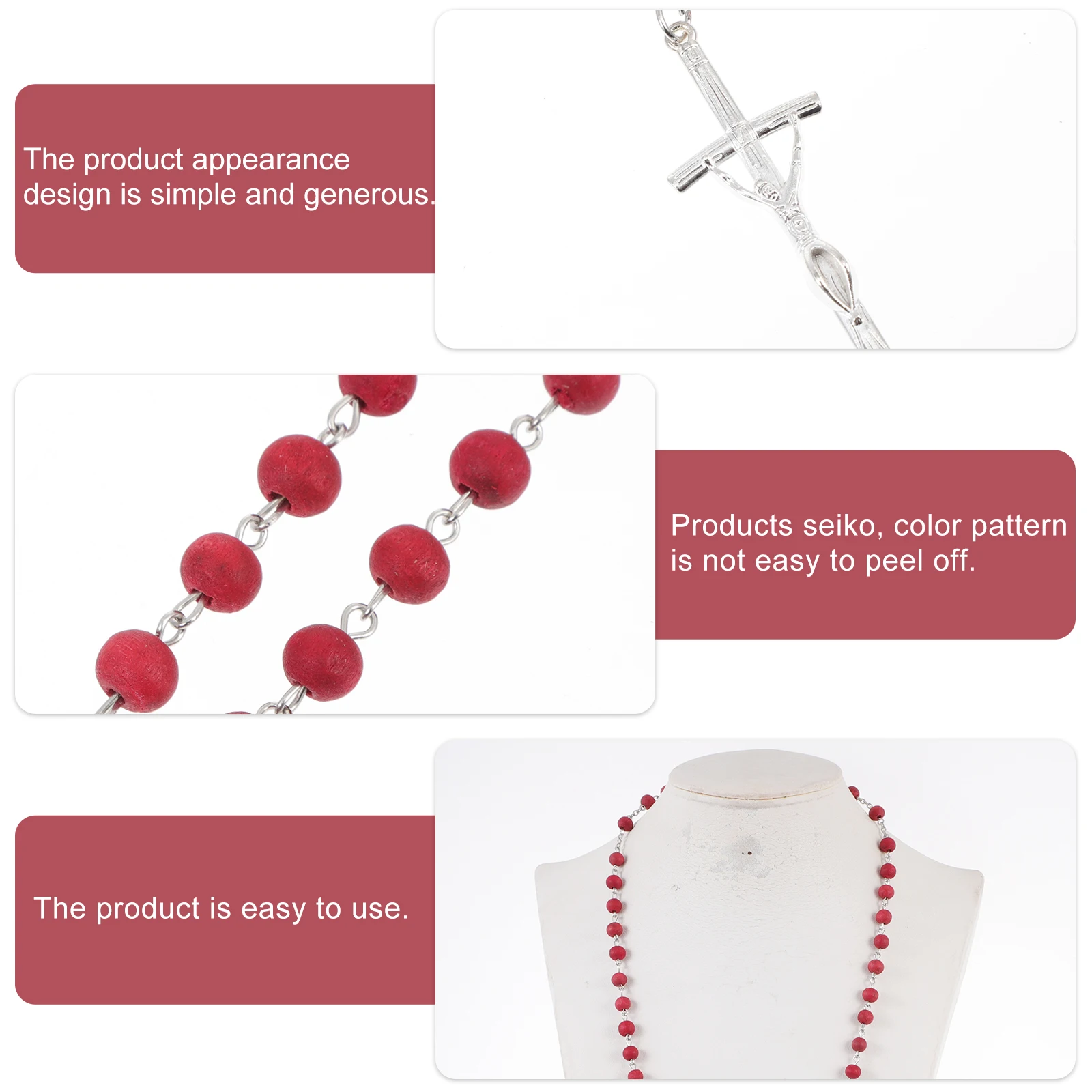 

2Pcs Catholicism Rosary Necklaces Wood Cross Charm Amulet Jewelry Jesus Bracelet All Matched Rosary Necklace Jesus Neck Chain