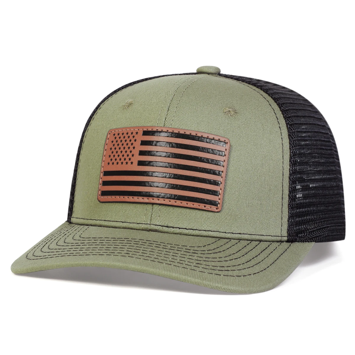 1piece Unisex American Flag Leather Label Baseball Net Caps Spring and Summer Outdoor Adjustable Casual Hats Sunscreen Hat