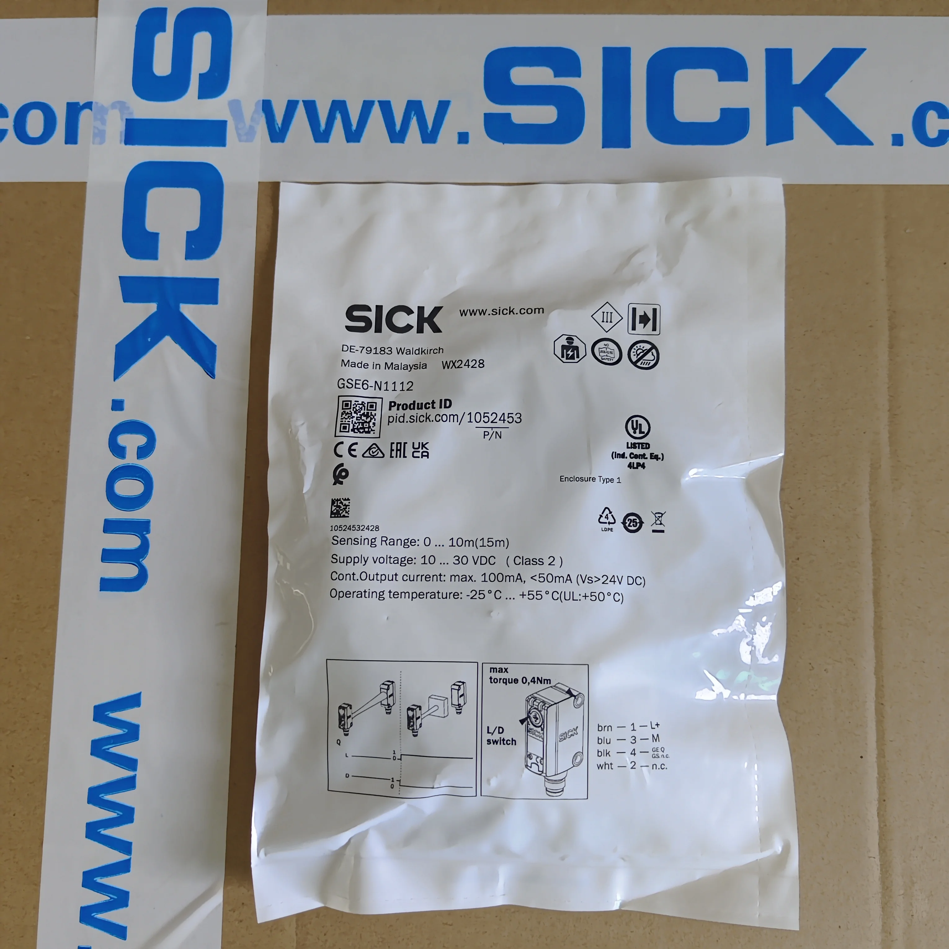 

Оптоотражающий датчик Sick GSE6-N1112, номер заказа 1052453, фотоэлектрический переключатель, оригинальный заводской подлинный