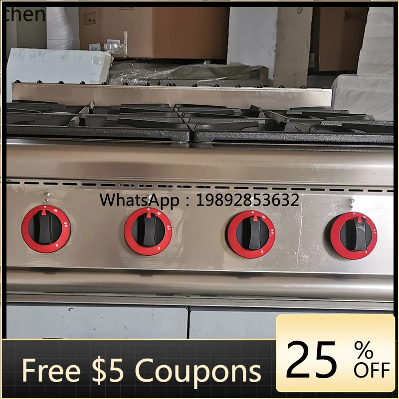 BB commerciële gas vierkoppige pot met kaststandaard verticale luxe combinatieoven zes-oog pot met elektrische oven