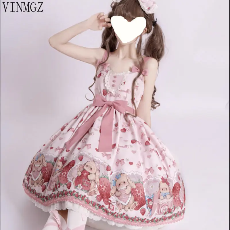 Falling Rabbit Berry Lolita Pink Cute SJK Dress Lolita Big Skirt Girls Birthday… - Image 3
