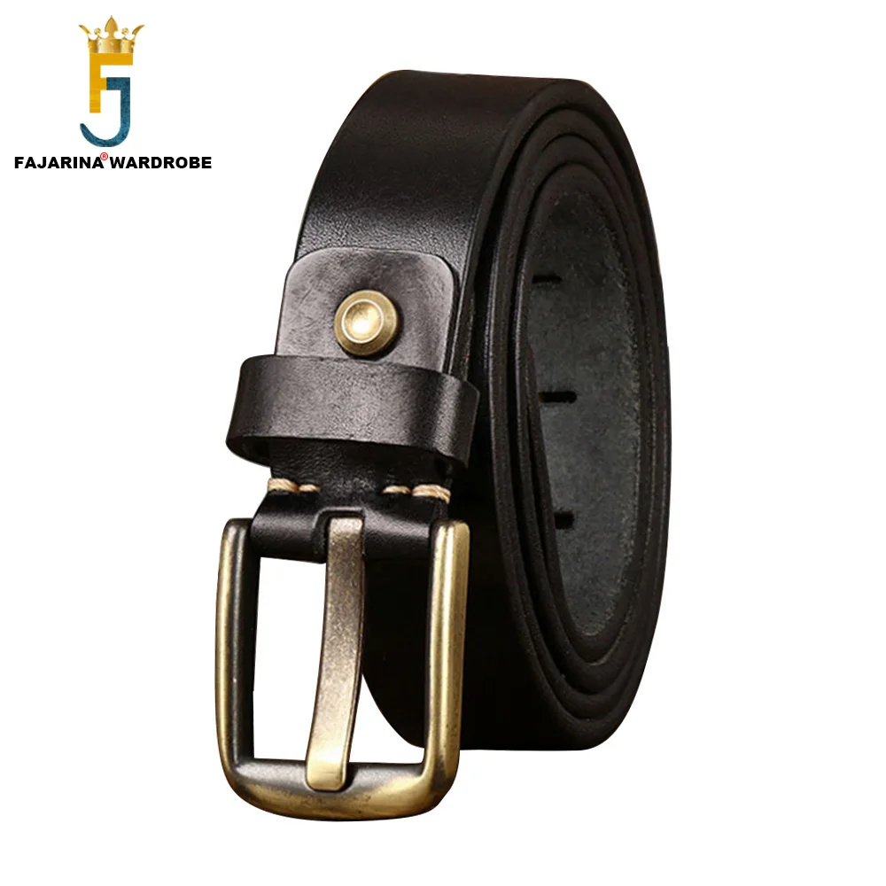 

FAJARINA Retro Design Pure Cowhide Leather Belt for Men Jeans Accessories 3.3cm Wide