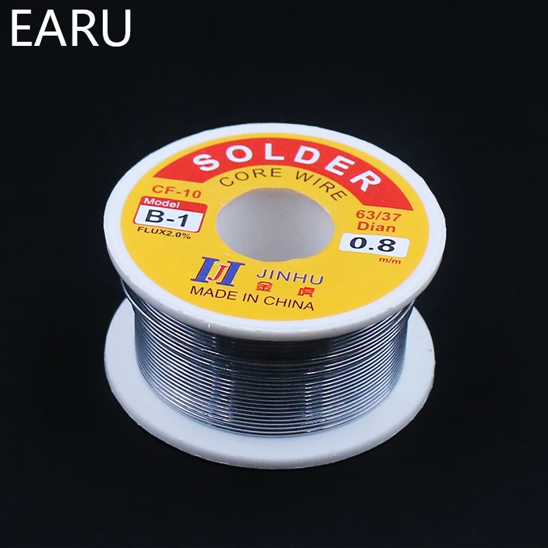 0.6/0.8/1/1.2/1.5/2MM 63/37 FLUX 2.0% 45FT Tin Lead Wire Melt Rosin Core Solder Soldering Wire Roll for Eletric Solder Iron 100g