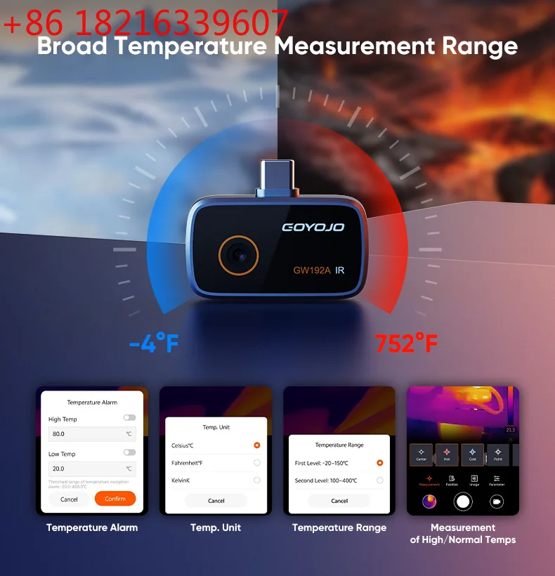 YAO GOYOJO GW192A for Android, 192x192 IR Resolution for Home Inspection, HVAC, Electrical, Plumbing Diagnostics