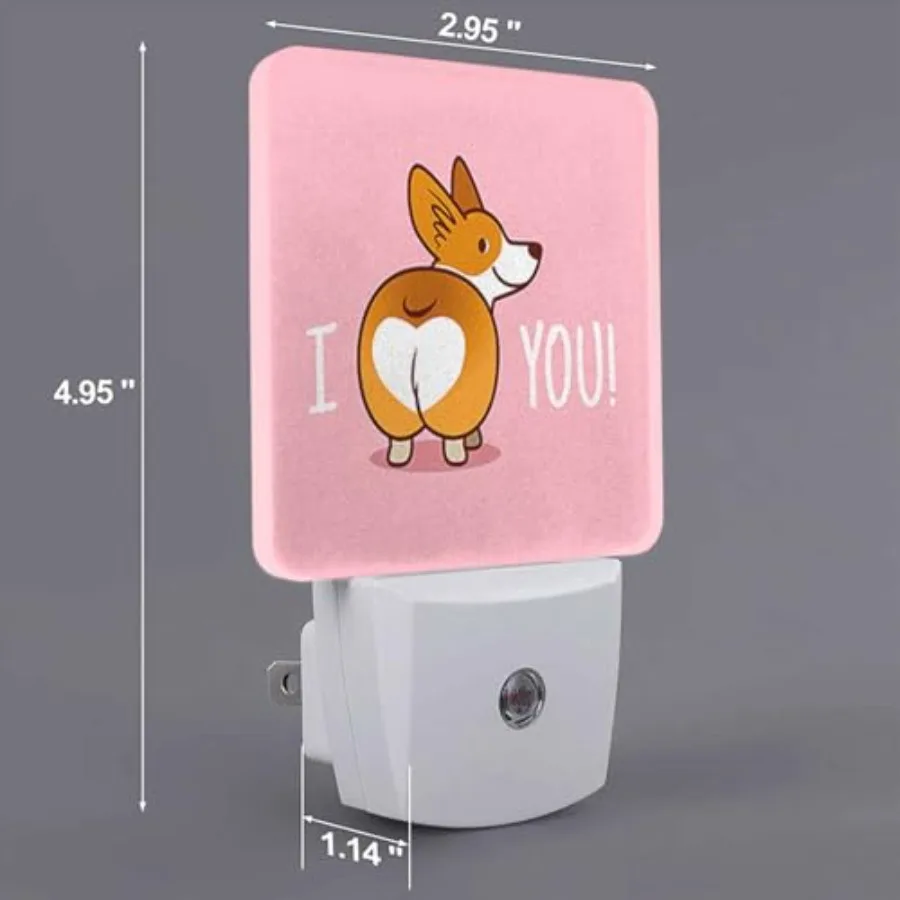 LED Night Light, Cute Smile Welsh Corgi Dog Cartoon LED Night Light Plug into Wall with Dusk to Dawn Light Sensor White Energy