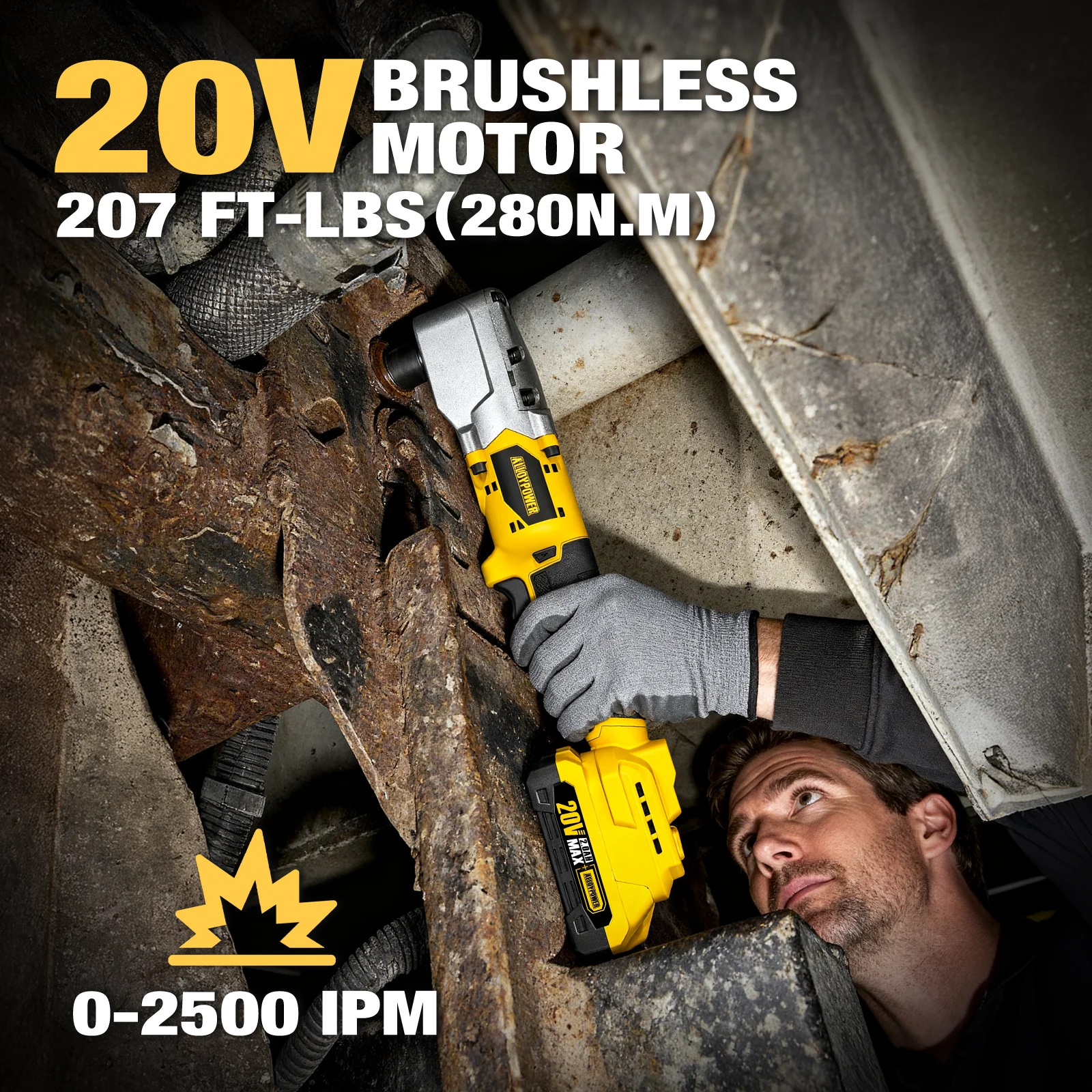 20V Brushless Right Angle Wrench, 1/2