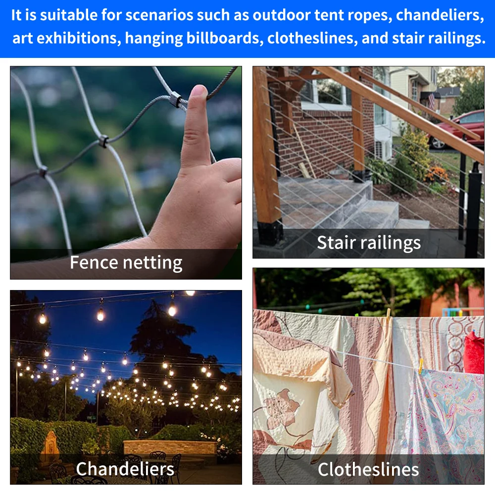 Picture 7: 10M/20M Stainless Steel Cable Rope Garden Railing Kit, 304 Stainless Steel Rope, 2mm Outdoor Steel Cable