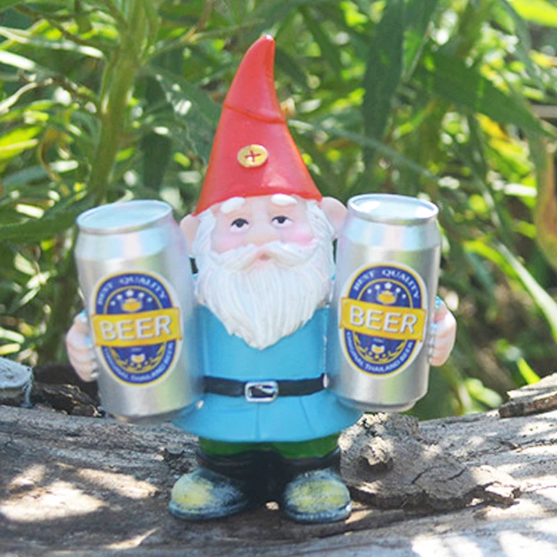 Drunk Gnome Drinking Beer Garden Anime Dwarf Pendant Cosplay Midget Holding Wine Decoration Funny Home Ornament Prop Xmas Gift