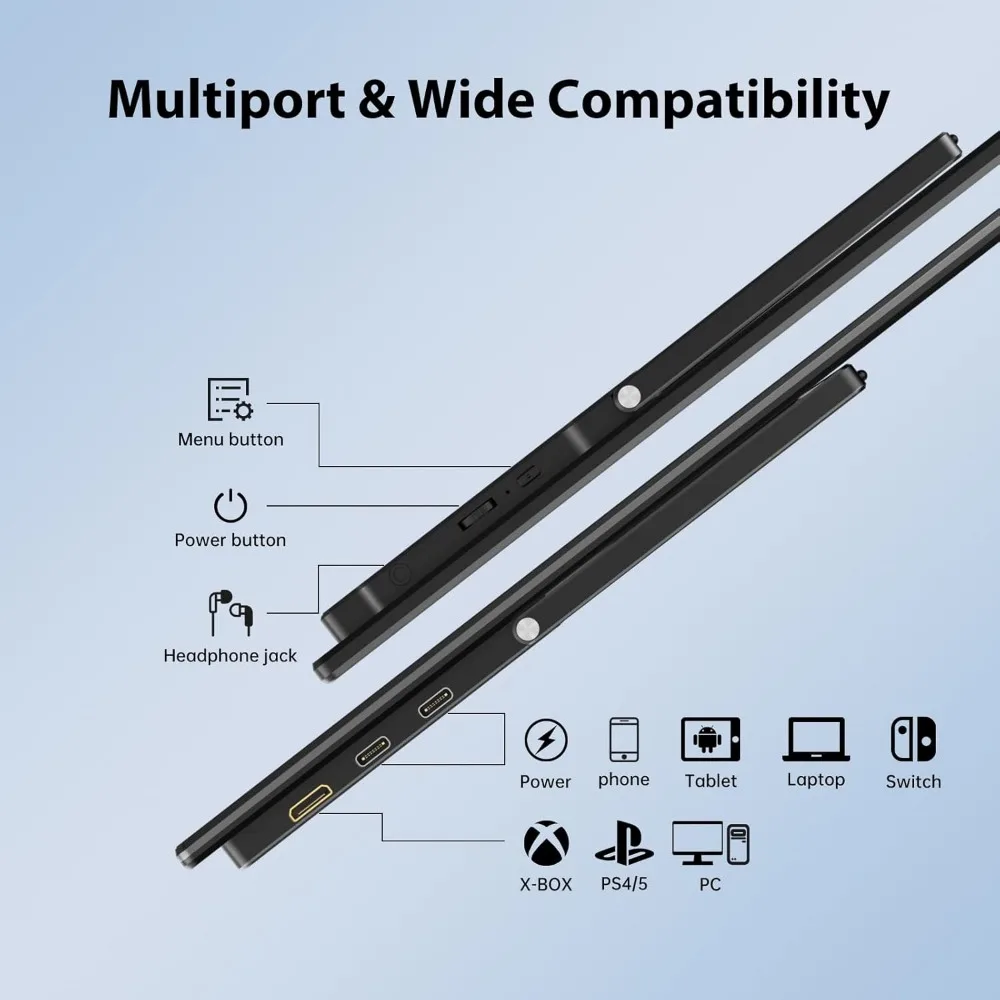 Портативный монитор, 18 ''2K QHD 100% DCI-P3 большой портативный монитор для ноутбука 2560x1600 500 Nits IPS Eye Care