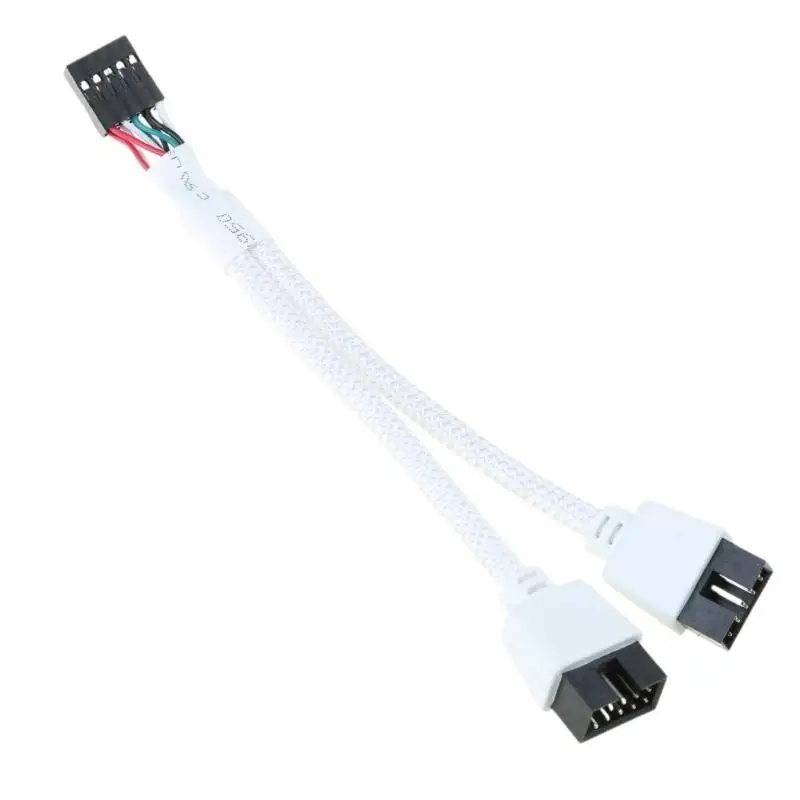 

R53C Main Board USB2.0 9pin to Dual 9pin Splitter Cable Shielded USB Wire Mesh Line White