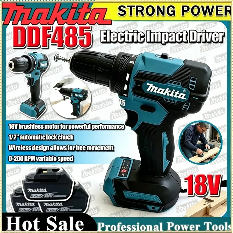 

Makita DDF485 10MM LXT Brushless Compact Cordless Multi-function Screwdriver Impact Drive Drill Power Tool Rechargeable