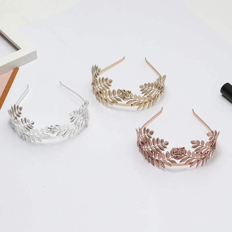 Temperament Metal Leaves Shape Headband Baroque Style Hair Hoop Bride Woman Spring Summer Wedding Party Headwear