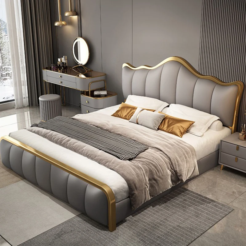 

Queen Luxury Nordic Double Bed Frames Designer Storage Modern King Size Bed Frames Platform Girl Sleeping Cama Furniture