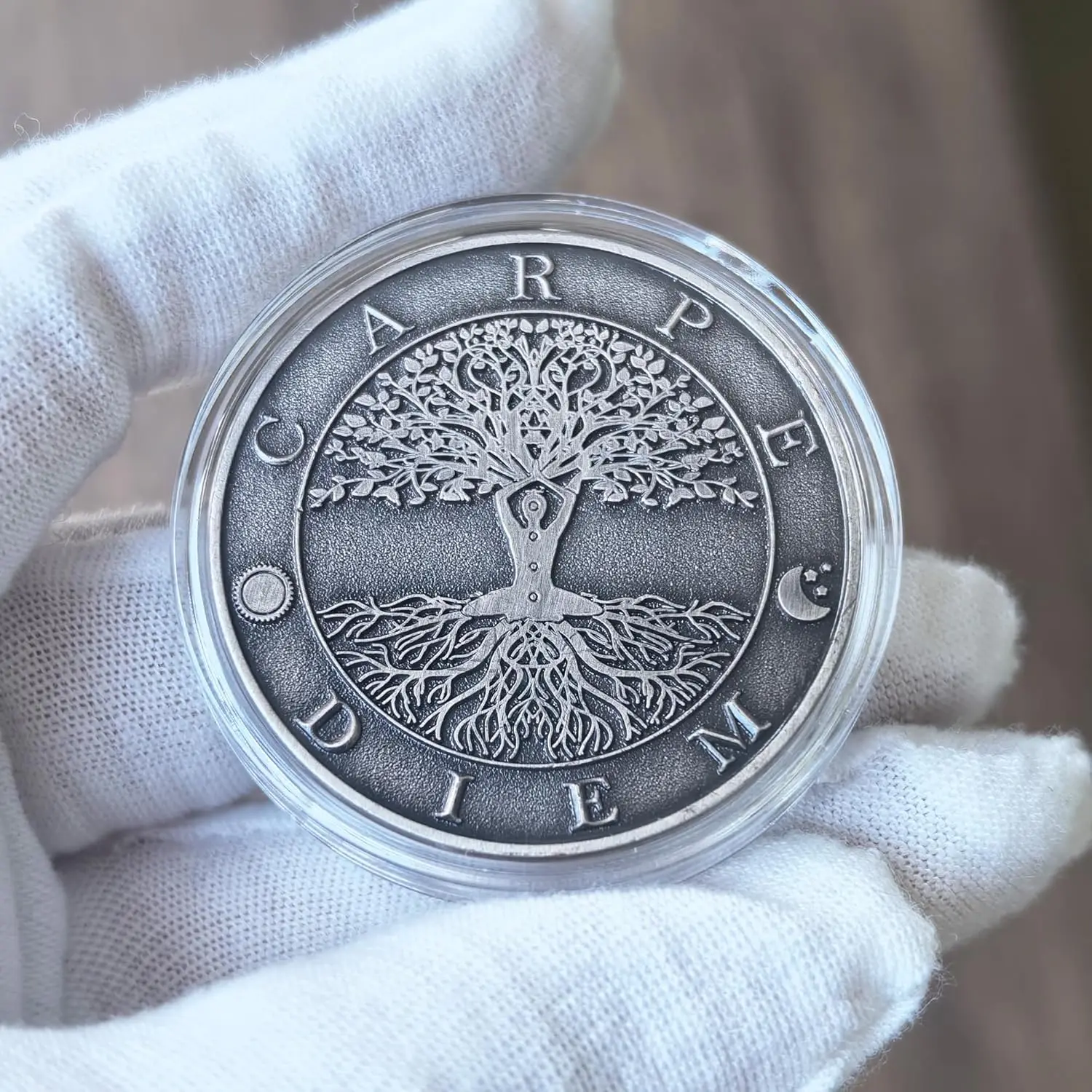 عملة Carpe Diem & Memento Mori Challenge - رمز سبائك الزنك مقاس 1.57 بوصة لليقظة الذهنية وانعكاس الحياة والدافع