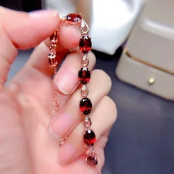 Classic Design Luxury Ruby bracelet for women Exquisite Elliptical Chains Charm Red bangles Fashion Wedding Fine Jewelry