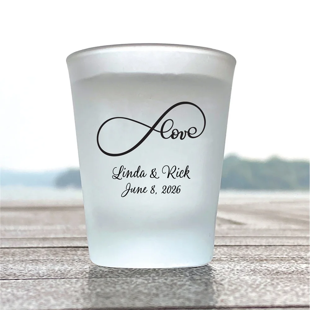 12pcs Botanical Monogram - Frosted Shot Glass #56F - Wedding Favors, Bridal Wedding Favor, Wedding Shot Glass, Custom Shot Glass