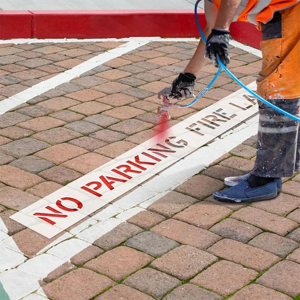 Foldable No Parking Fire Lane Stencil for Asphalt and Concrete Pavement Marking Tool for Parking Lot Traffic Management