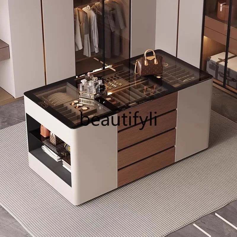 

Italian Style Center Island Jewelry Bedside Display Wardrobe Home Floor High-End Storage Cabinet