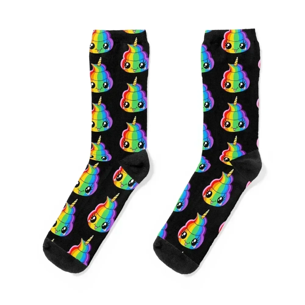 

Unicorn Rainbow Poop Socks men cotton high quality hockey bright garter moving stockings Socks Woman Men's