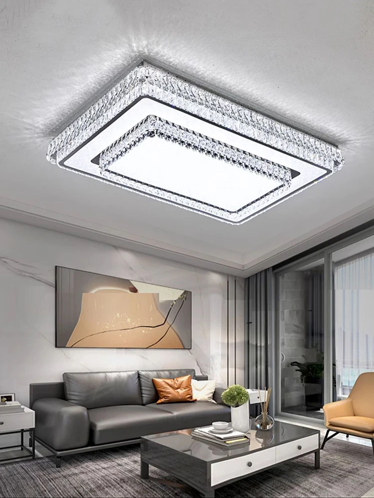 Modern Rectangle Led Crystal Ceiling Lights Living Room Decoration  De Techo Bright Luxury Lamps