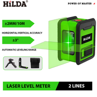 HILDA 2 Lines Laser Level Self-leveling Cross Line Green Beam Horizontal and Vertical Line leveler Tool for Hanging Picture