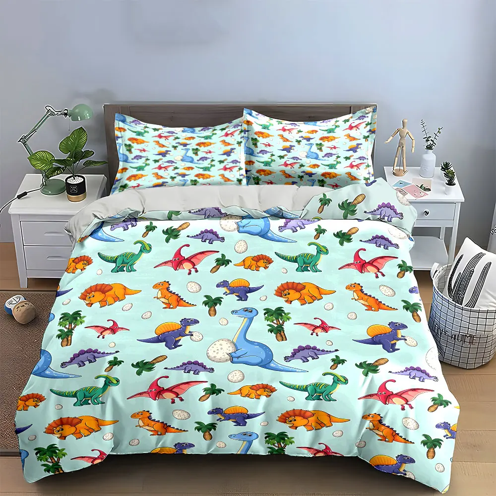 

"Cartoon Dinosaur Bedding Set for Kids" Multiple sizes kid's and adults' bedroom Exquisite 3PC bedding set, gift
