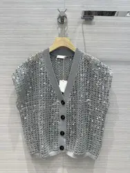 Women's Clothing shimmering fish scale sequin vest coat  NO.1