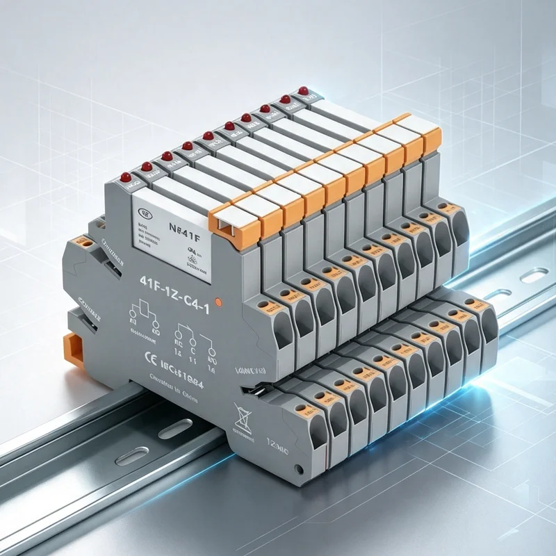 6.2mm Slim Din Rail Relay Module 41F‑1Z‑C4 PCB Mount ACDC Power Relay With Integrated Relay Holder Socket Industrial Electromagn