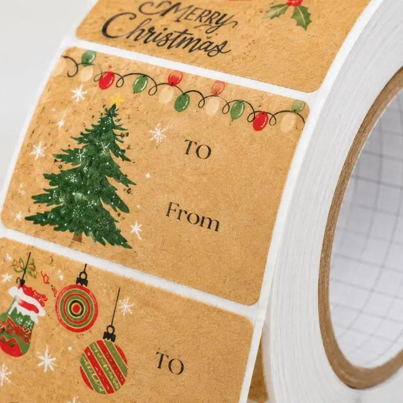 CORA Brown Paper To and From Name Labels Roll of 210 for Christmas Gift Wrapping