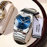 POEDAGAR Luxury Watch For Man Waterproof Luminous Date Week Stainless Steel Men Watch Casual Quartz Men's Watches Male Clock+box