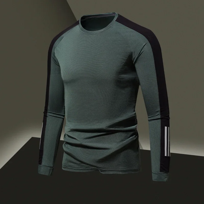 

Men Long Sleeve Fitness Clothes Gym Compression Shirt Football Basketball Running T-shirt Quick Dry Sweat Absorbent Tight