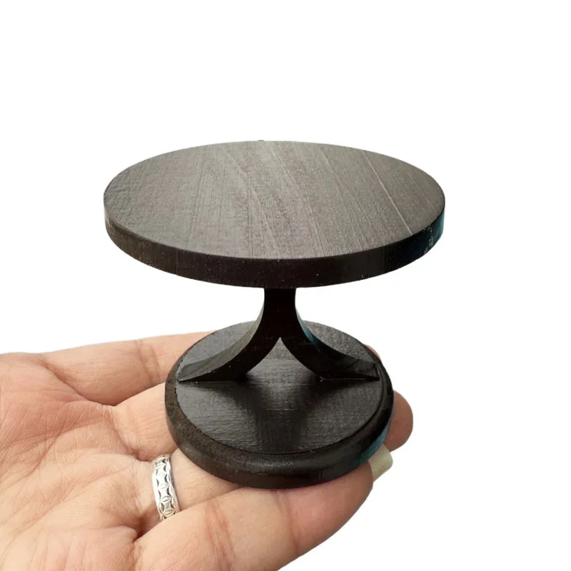

1pc 1:12 Dollhouse Mini Retro Round Table, Coffee Table, Side Table Model Playhouse Living Room Bedroom Scene Decor Ornament
