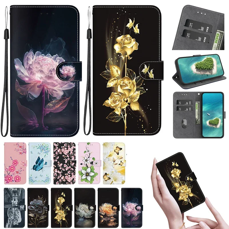 Stand Flip Wallet Case For Huawei P10 P20 P30 P40 P50 PRO Mate 10 Lite MATE 20 Pro Cartoon Painted Protect Phone Cover