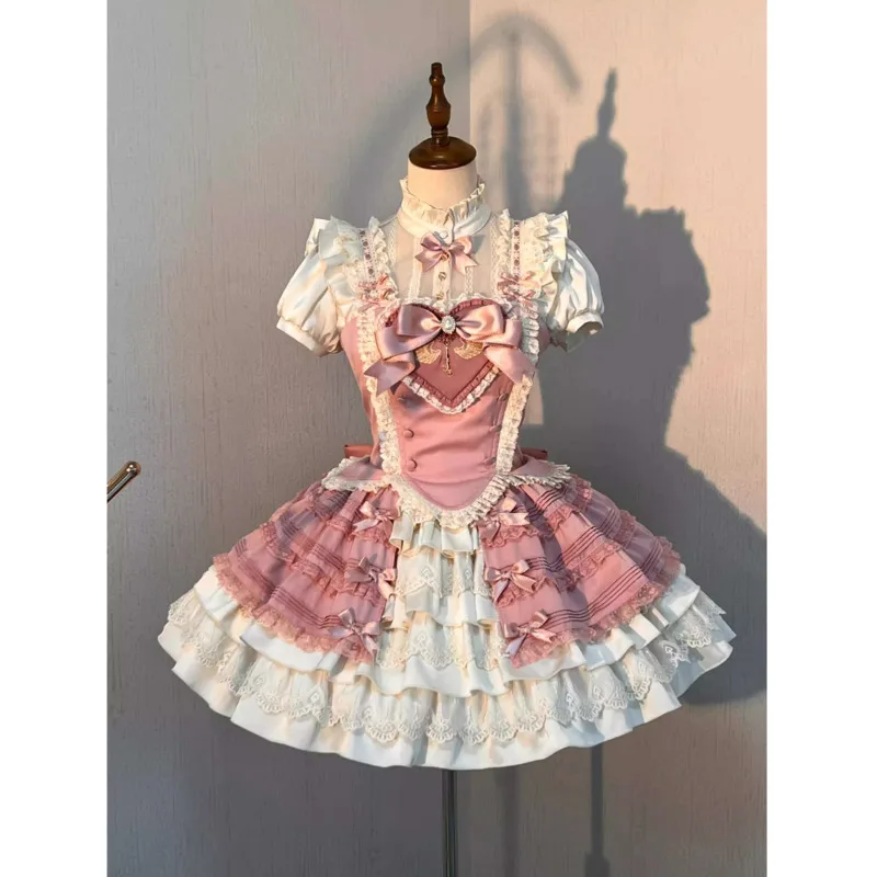 

Princess Dress Pink Corset Shirt Half Skirt Lolita Skirt Set Lolita Cute And Sweet Girl Lace Princess Skirt