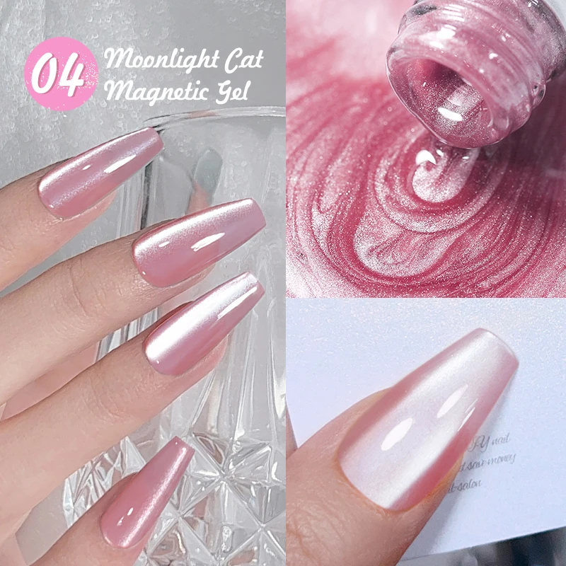 BORN PRETTY 10ml Double Light Moonlight Cat Magnetic Gel Nail Polish Set White Silver Light Nails Soak Off UV LED UV Gel Kit