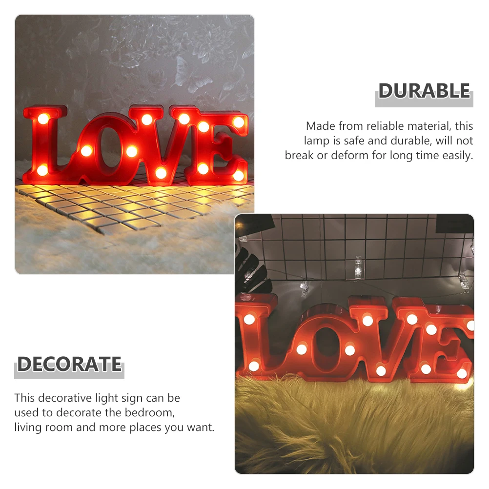 

Love Letter Light Sign Led Marquee Atmosphere Table Centerpiece Valentine'S Day Gift Bedroom Living Room Decor Small Book Lamp