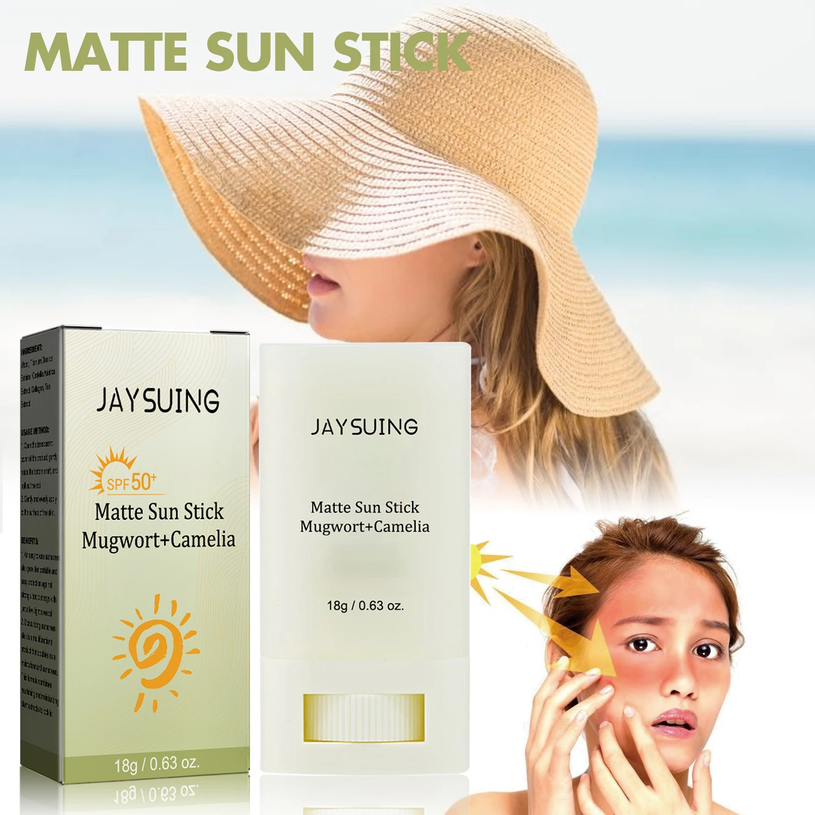 Matte protective stick, UV resistant, repairing and moisturizing the skin, refreshing and non greasy body skincare cream