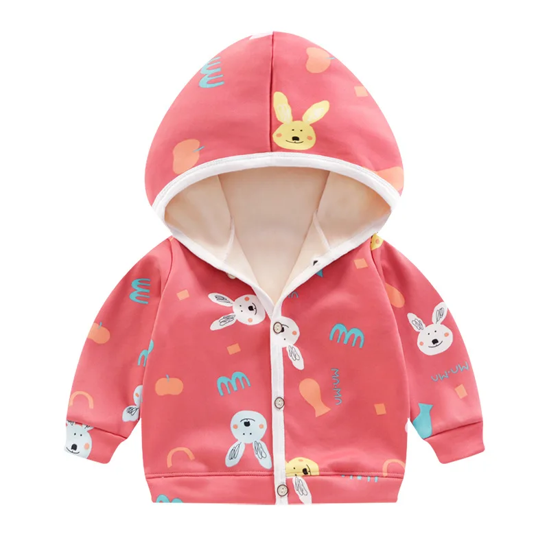 Children\'s New Fall And Winter Boys And Girls Padded And Thickened Cartoon Jacket Baby Infant Hooded Sweater Cardigan Jacket