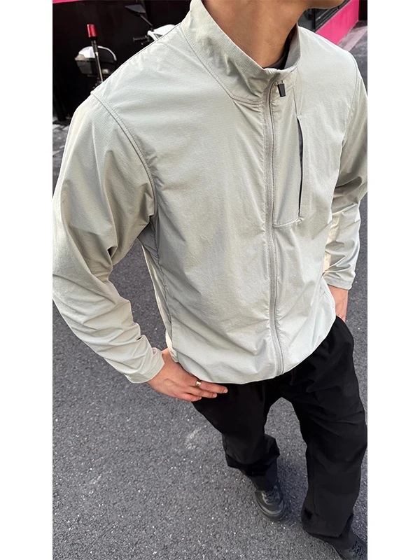 

Ay Qui-Dry Ice Silk, мужская летняя одежда для скалолазания на открытом воздухе, тонкий дэт с воротником-стойкой, солнцезащитная одежда, американская функциональная одежда