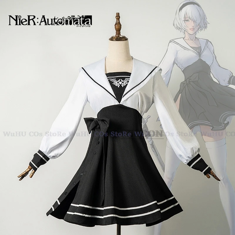 Game Nier Automatas Cosplay  Cosplay Costumes Women Sexy Black Dress 2b Full Set Summer Dress School Uniform Cosplay Nier