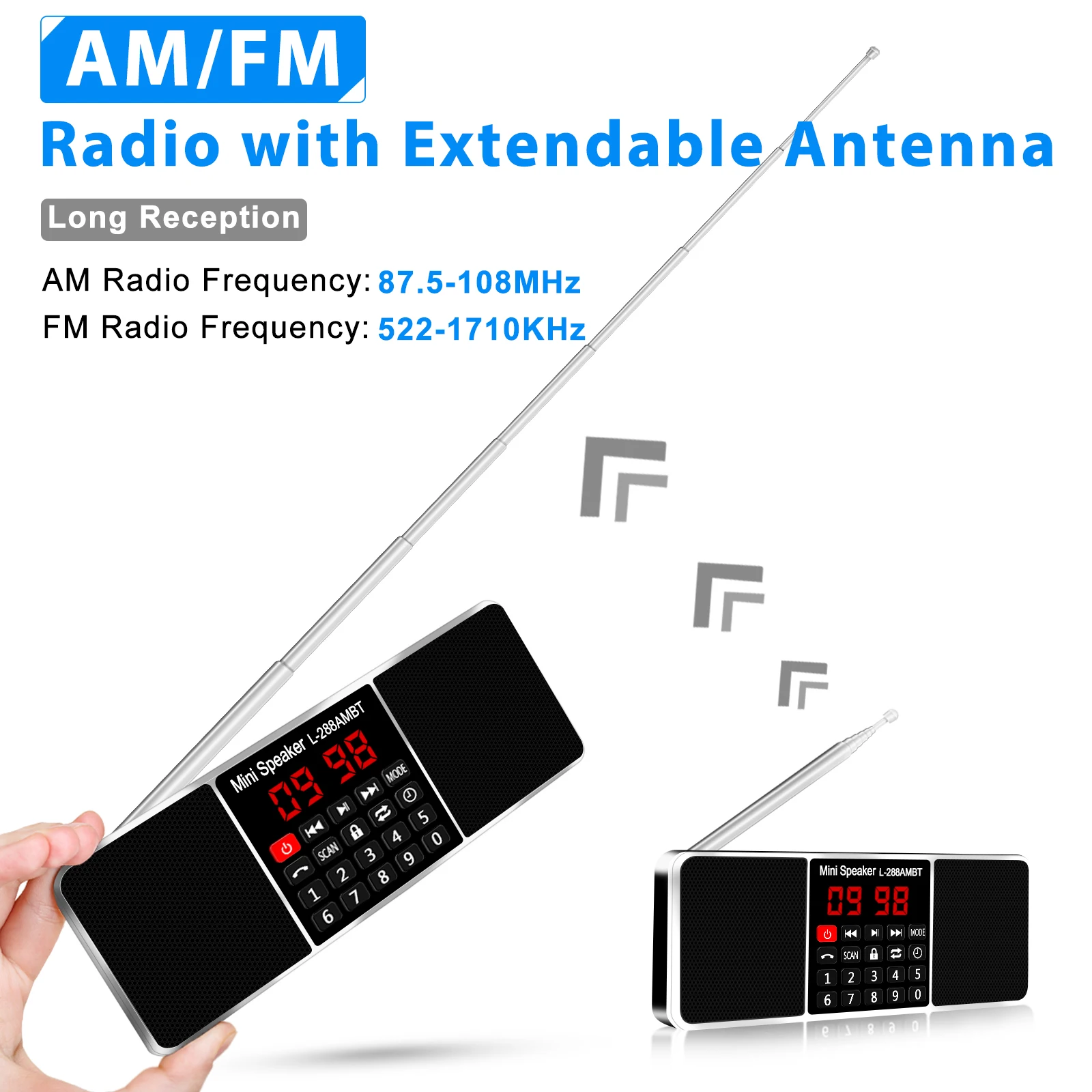 Lefon Digital Bluetooth Radio AM FM Portable Speaker Stereo MP3 Player TF SD Card USB Drive Handsfree Call Rechargable Speakers