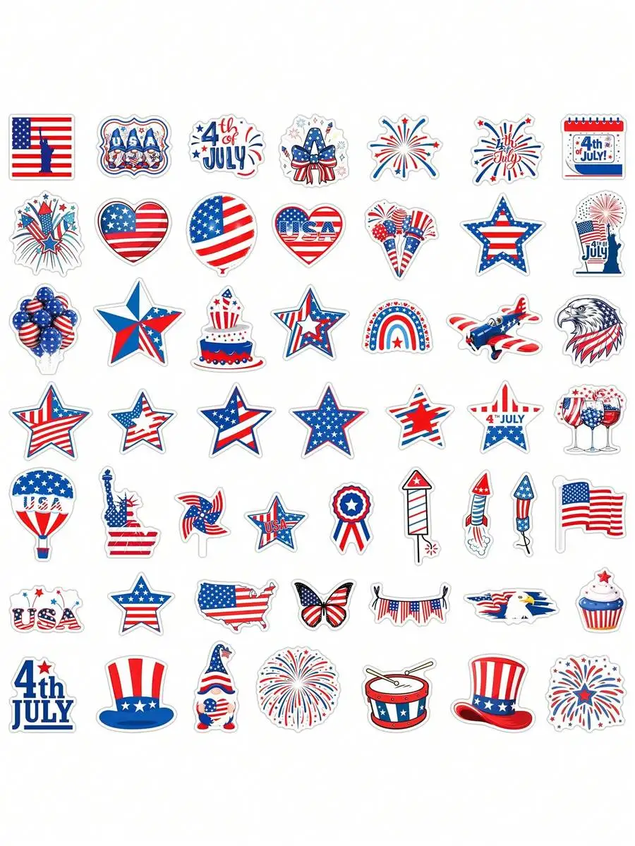 

50pcs US Independence 250th Anniversary Graffiti Stickers – Waterproof Reusable Decals for Helmets Cars Laptops Guitars Luggage