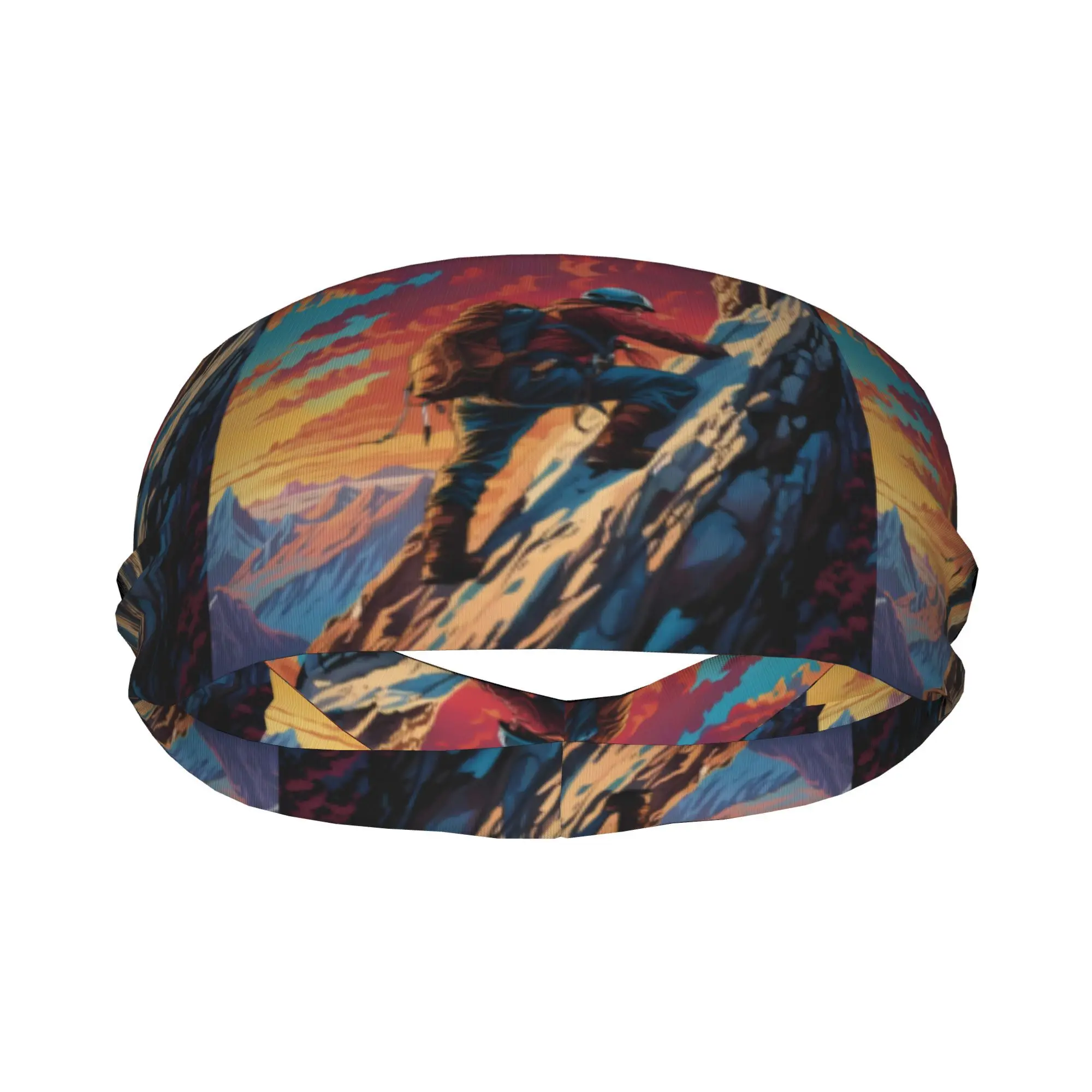 

Mountain Climber Print Sports Headband Moisture Wicking Workout Sweatband for Running Cycling Yoga Unisex Athletic Hair Band